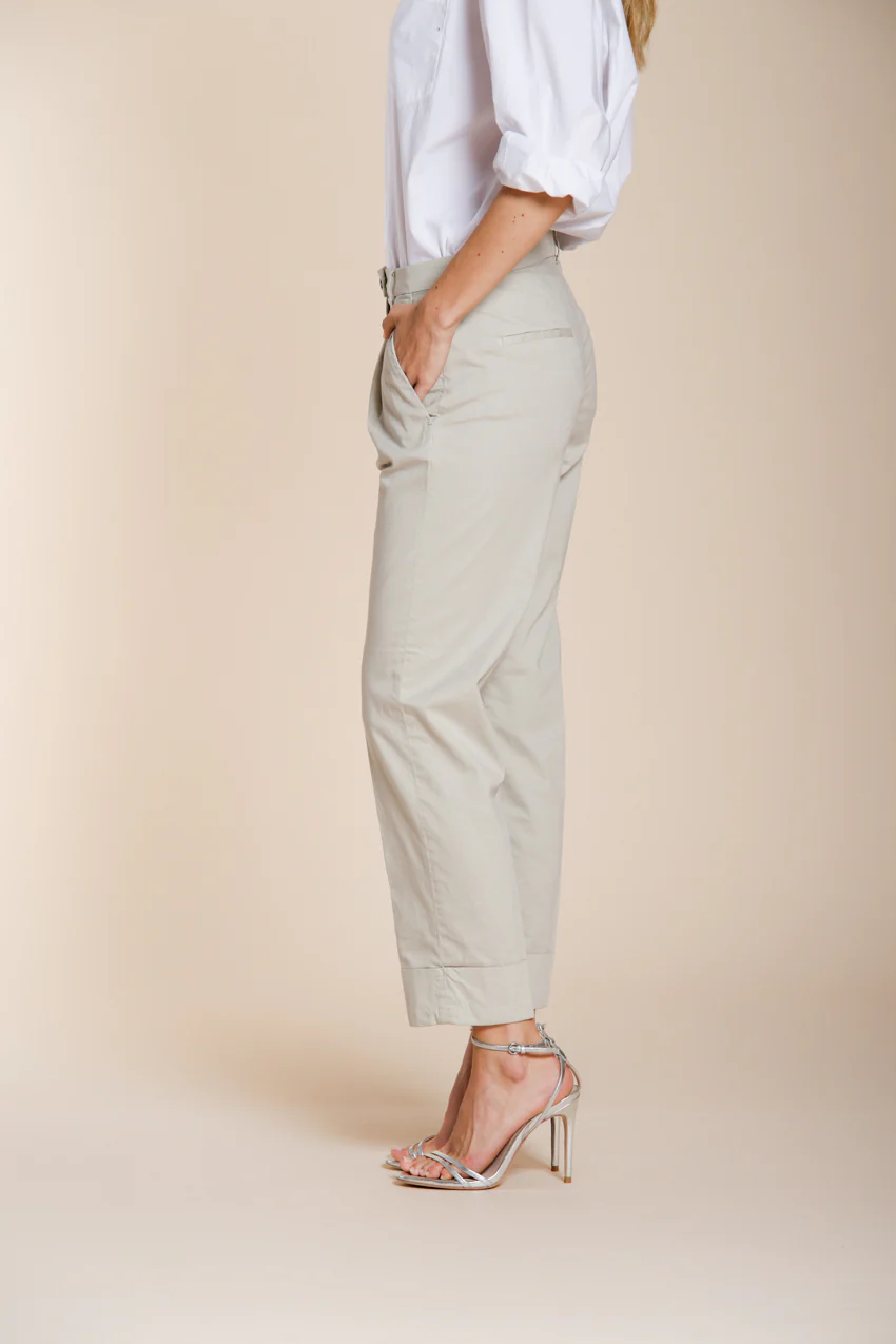 New York Carrot Sartoriale 1 Pince pantalone chino donna in raso di cotone e seta carrot fit ① - Image 5