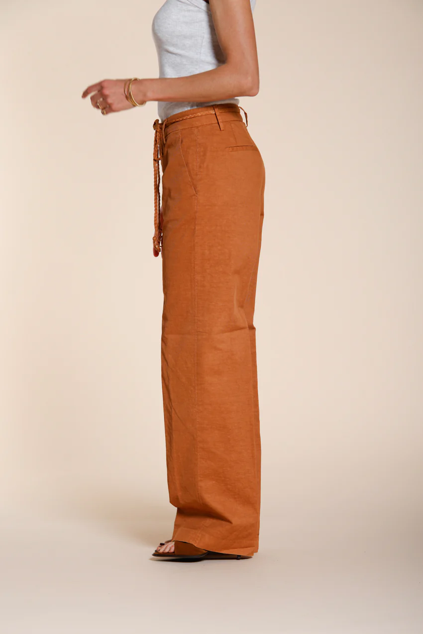 New York Straight pantalone chino donna in twill di cotone e lino straight fit - Image 3