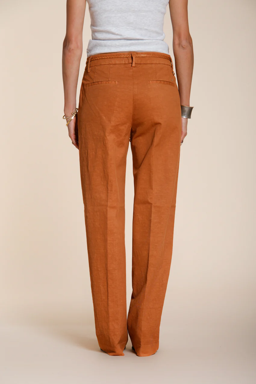 New York Straight pantalone chino donna in twill di cotone e lino straight fit - Image 4